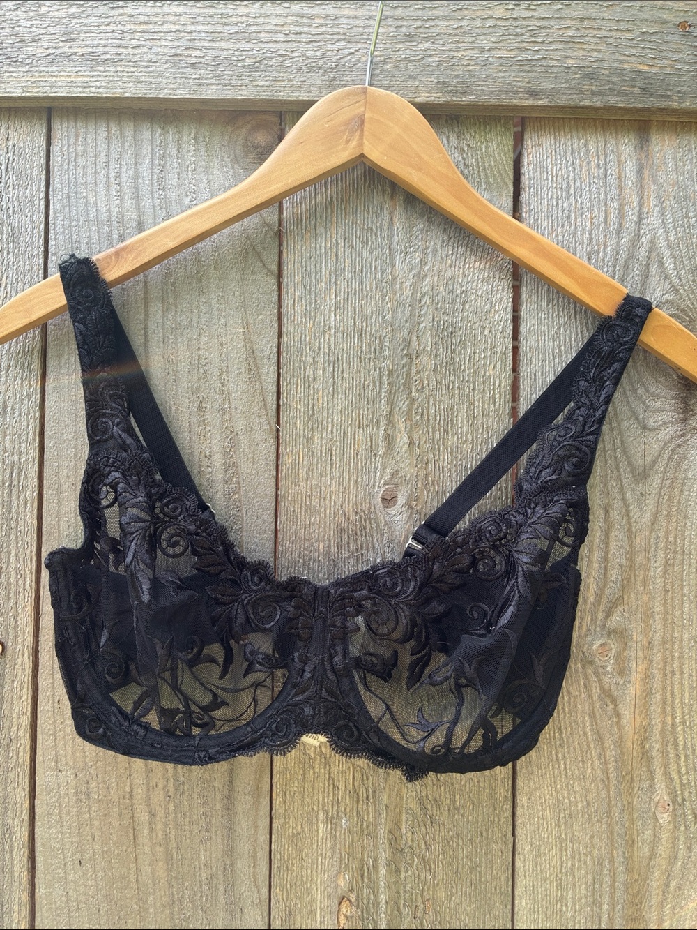 Soma Black Sheer Embroidered Underwire Bra